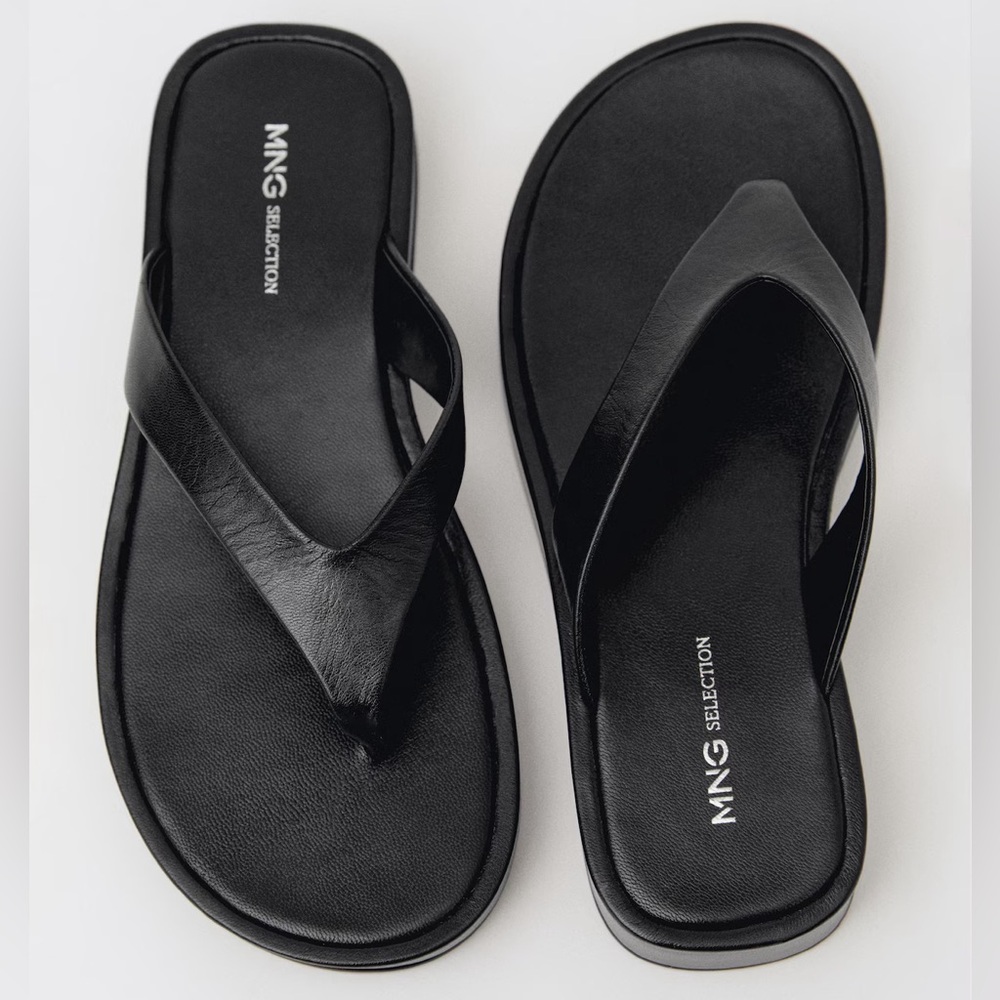 MANGO Black Platform Flip Flops
